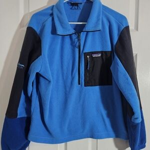 Patagonia Men's Medium Blue 1/4 Zip Fleece Outdoor/Casual Pullover Chest Pocket